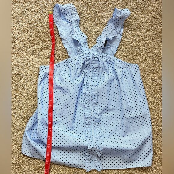 Waverly Grey Blue Polka Dotted Ruffle Tank Top - Picture 3 of 5